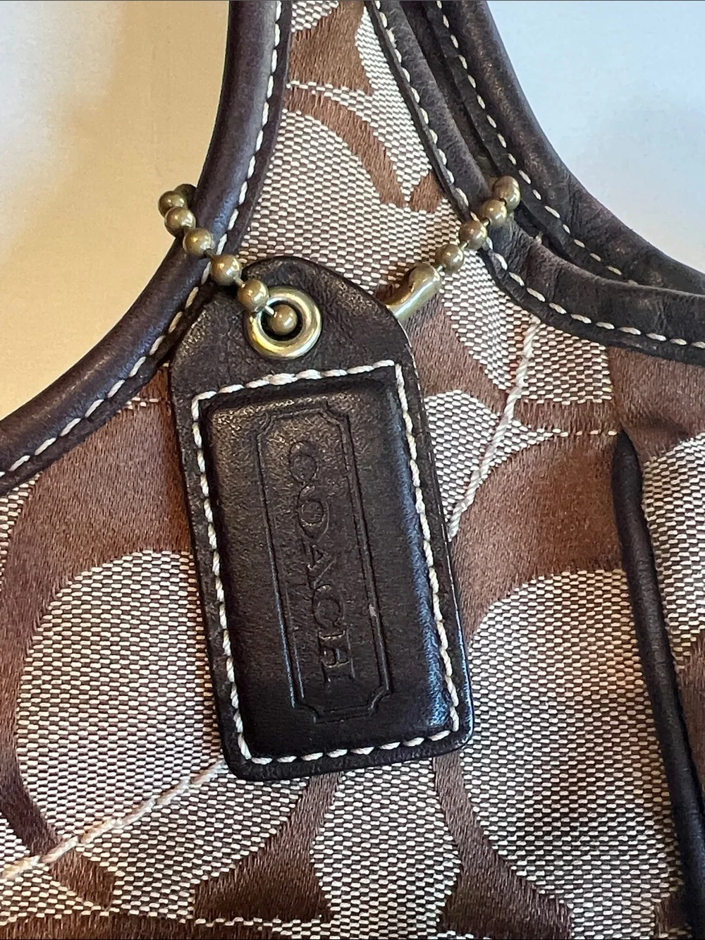 vintage Coach Ergo Signature Canvas Y2K hobo jacquard C monogram  brown leather